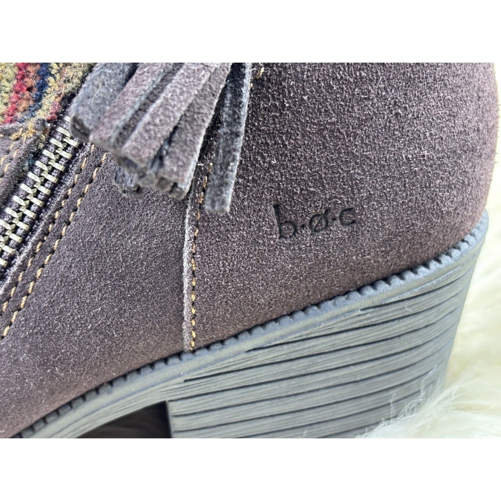 BOC Charon Ankle Boots Brown Suede Knit Collar Tassel Zip Women 9M Boho - Picture 7 of 12